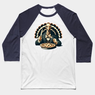 Thanksgiving Creepy Retro Vintage Turkey Baseball T-Shirt